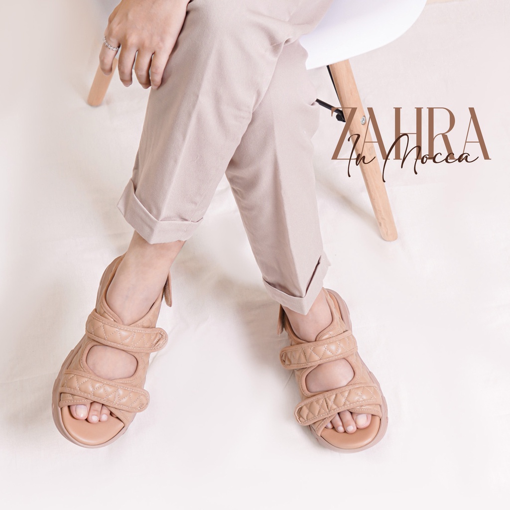 AVLINSTORE - tipe ZAHRA Sepatu Sandal Wanita Casual Wedges Model Ban dua Strap Tali belakang Hak Tinggi Sole 4 cm Sendal Gunung Kekinian