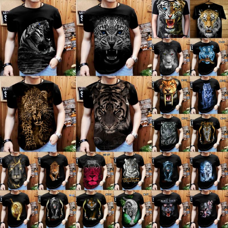 Kaos macan Full print kuning dan gambar lainnya yuk diorder ready stok semua / Shalch trendy