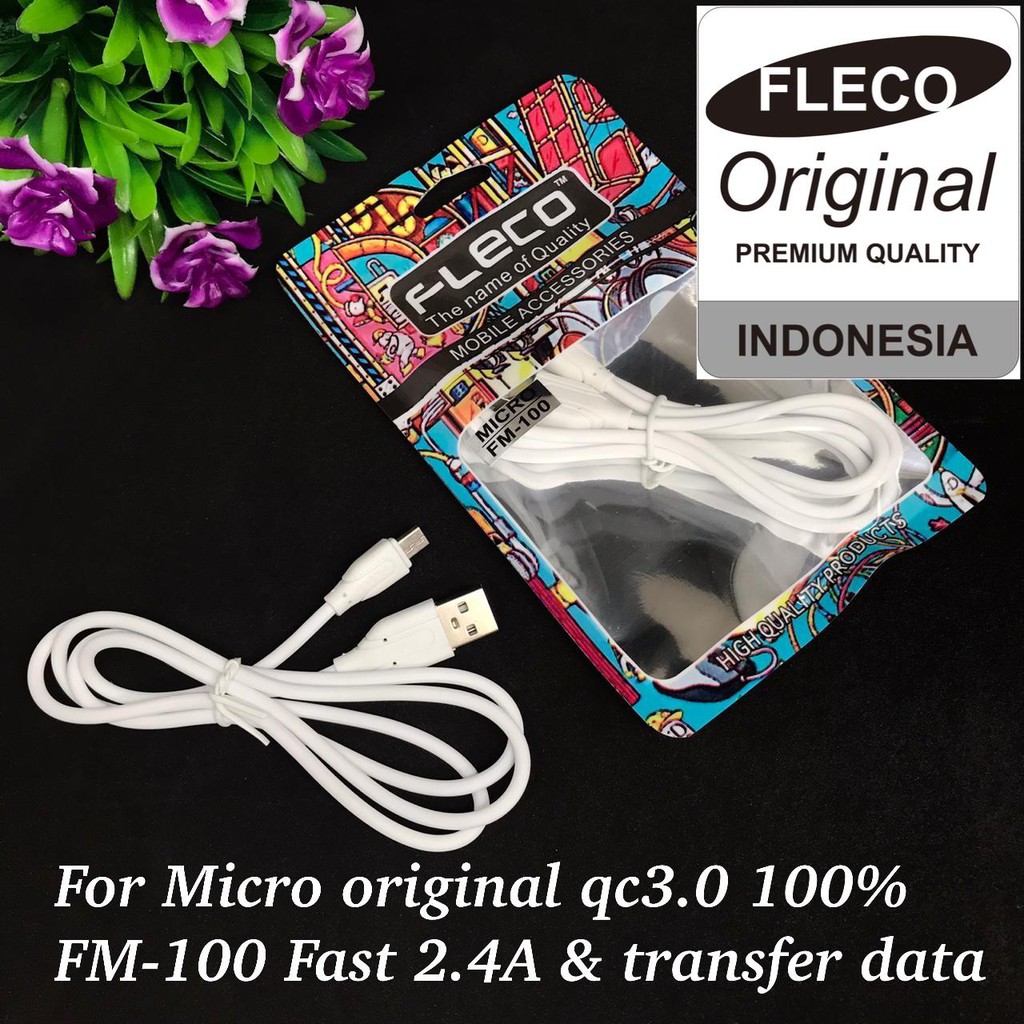 KABEL DATA FLECO FM-100 MICRO USB / FC-100 TYPE-C FAST 2.4A ORIGINAL