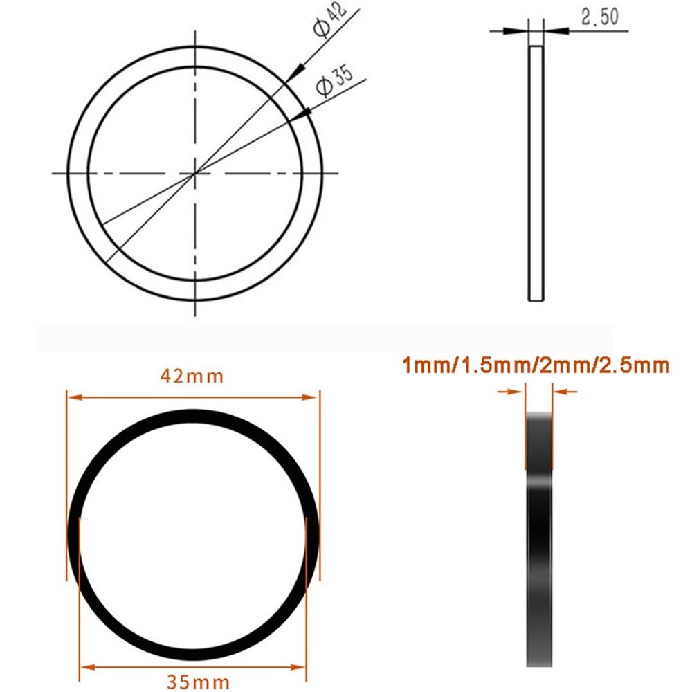 R-FLOWER 4pcs Ebike Extension Gasket 68mm Ke 73mm BBS01 BBSHD Aluminium Alloy 2.5mm Spacer