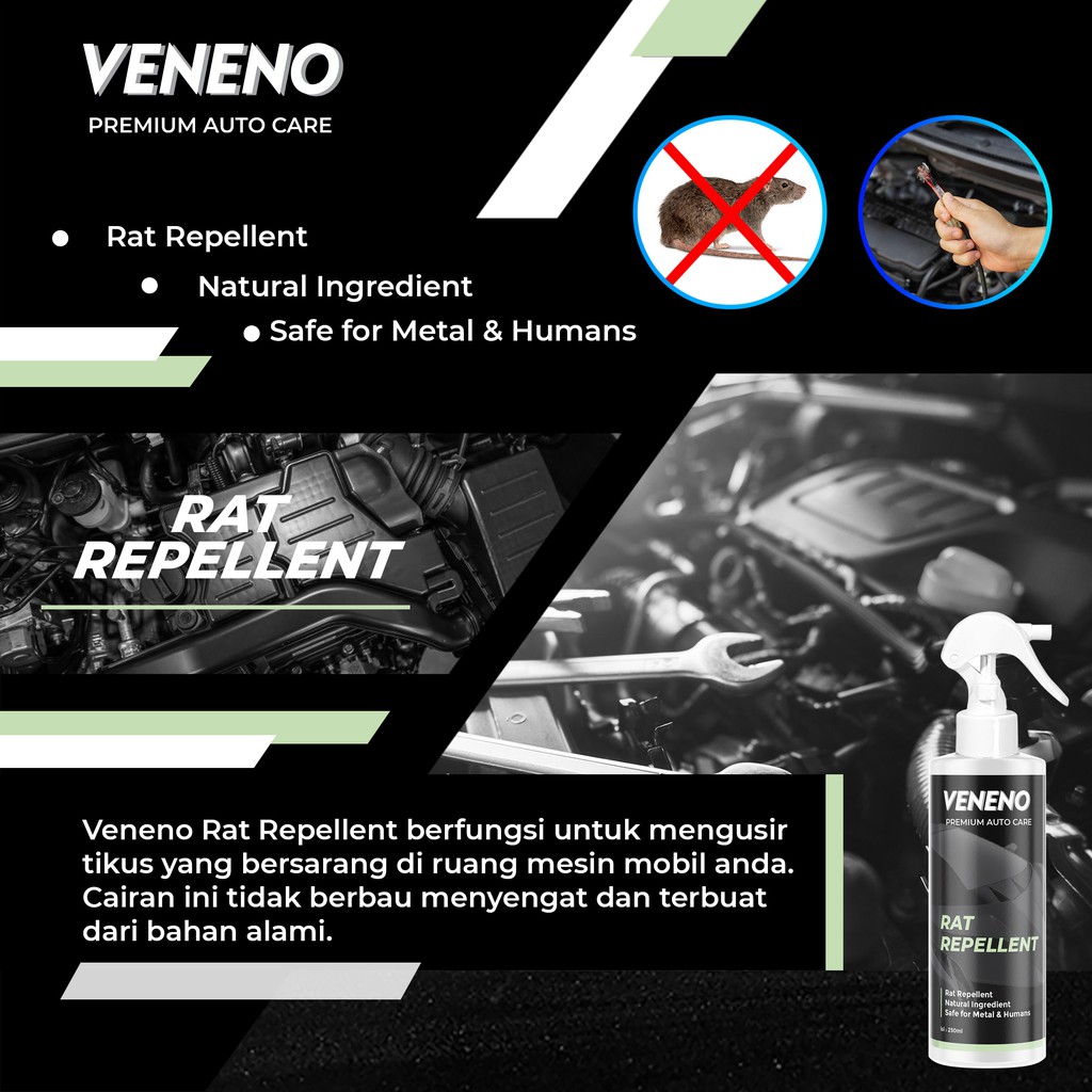 VENENO RAT REPELLENT - PENGUSIR TIKUS DI MOBIL, KAP MESIN, DARI BAHAN ORGANIK