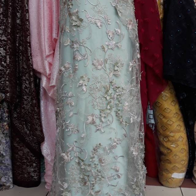 Bahan Baju Wanita Tille  Full Mutiara  Motif Modren