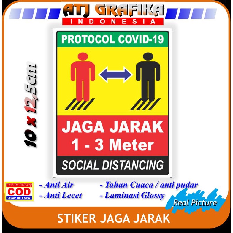 

Stiker jaga jarak Sticker protokol kesehatan social distancing