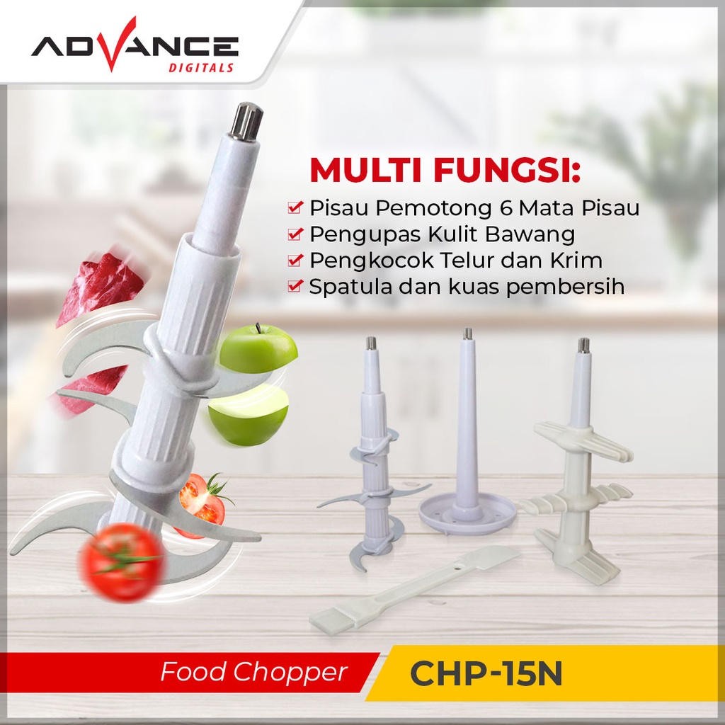 ADVANCE 1.5L Food Chopper Elektrik CHP-15N Garansi Resmi 1 tahun (beli 1 gratis 1)