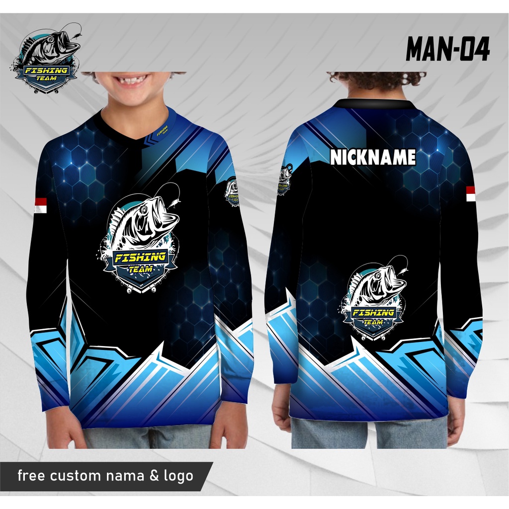 Jersey mancing anak baju kaos fishing team lengan panjang
