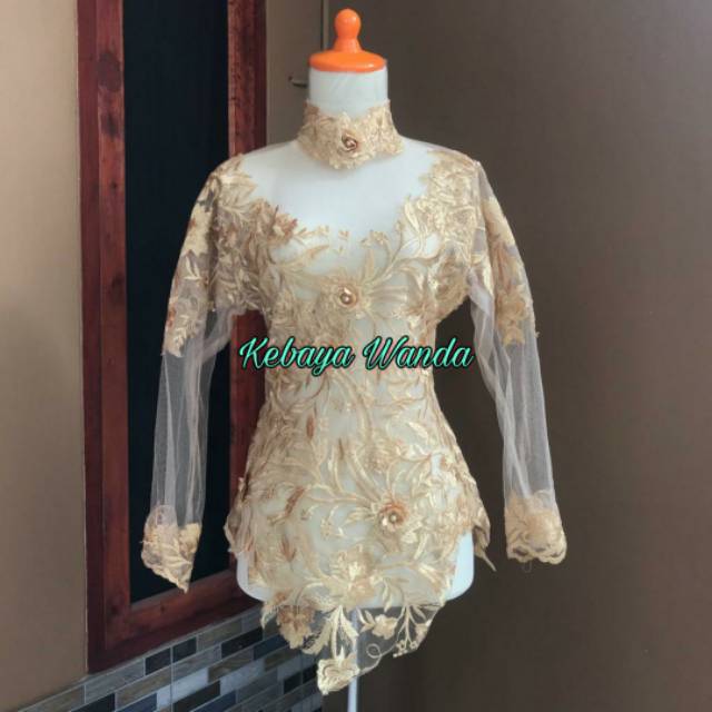 (PO dan READY) Kebaya Atasan Bunga 3D + Tulle Cristal / Kebaya Pengantin / Kebaya Wisuda Modern