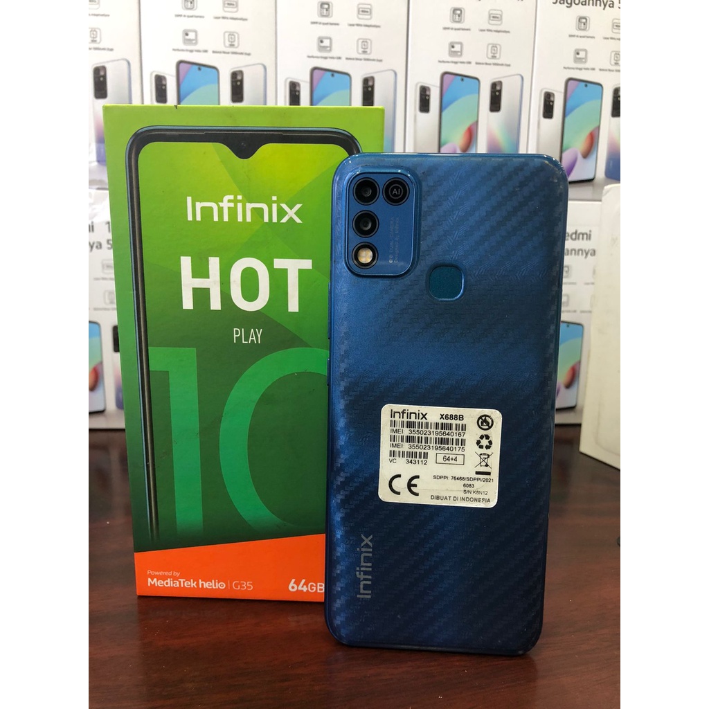 INFINIX HOT 10 PLAY  SECOND RAM 4GB INTERNAL 64GB SEKEN BAGUS MULUS FULL SETT