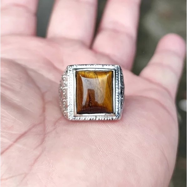 Cincin Biduri Sepah aka Tiger Eye Octagon Natural Batu Alam