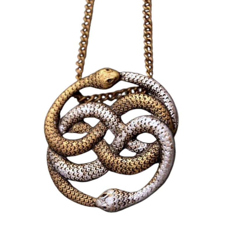 Fancyqube Kalung Rantai Liontin Ular Auryn Ganda Gaya Retro Punk Untuk Wanita