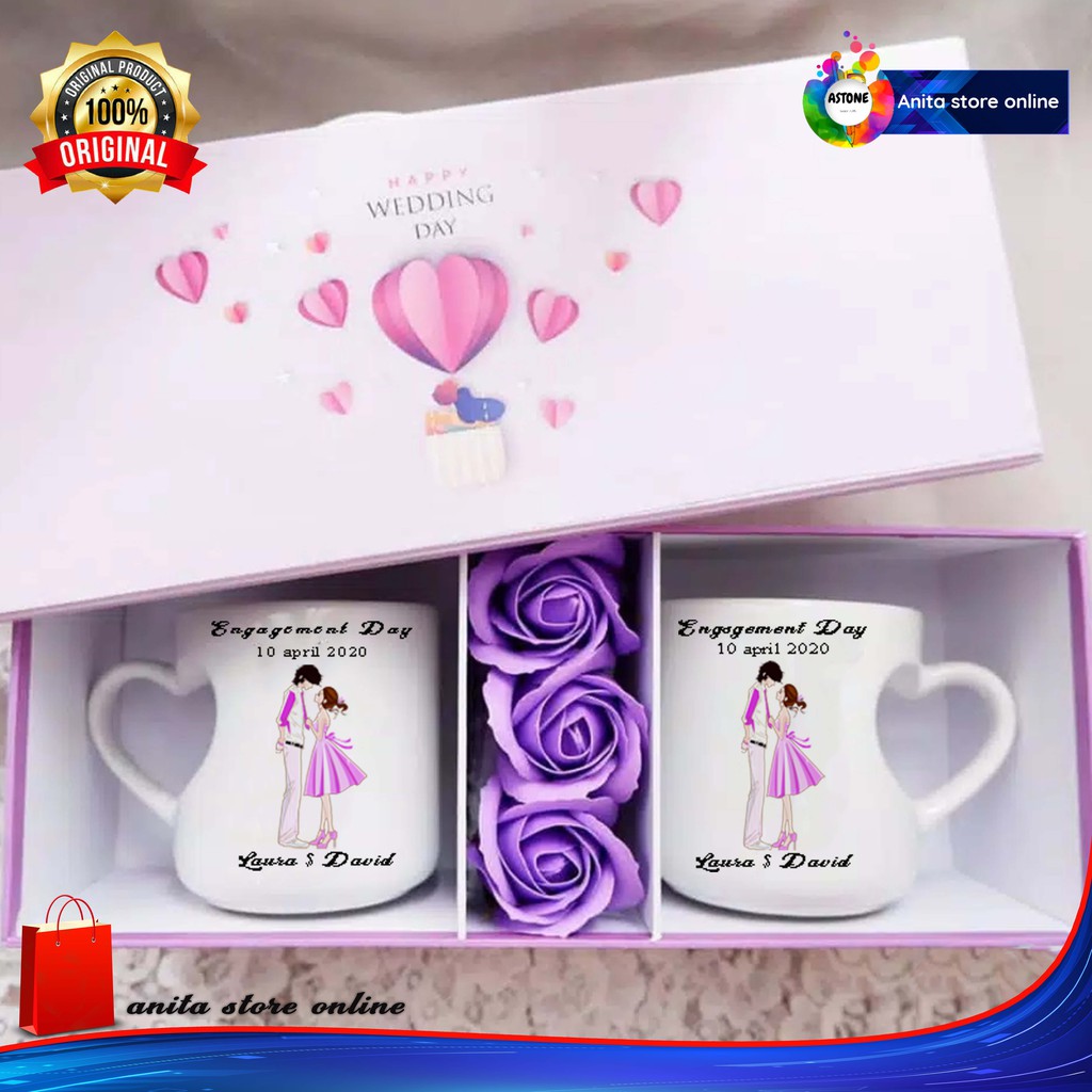 ASTONE Mug CUSTOM FOTO Dan Tulisan  Pernikahan Ulang Tahun Hadiah ANNIVERSARY Pernikahan Gelas Mug C