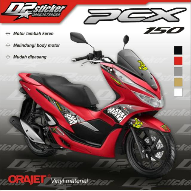 Stiker Striping PCX 150 merah motif hiu
