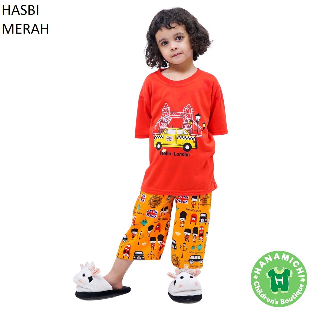 Hanamichi HASBI Baju Tidur Anak Lengan Pendek Celana 3/4