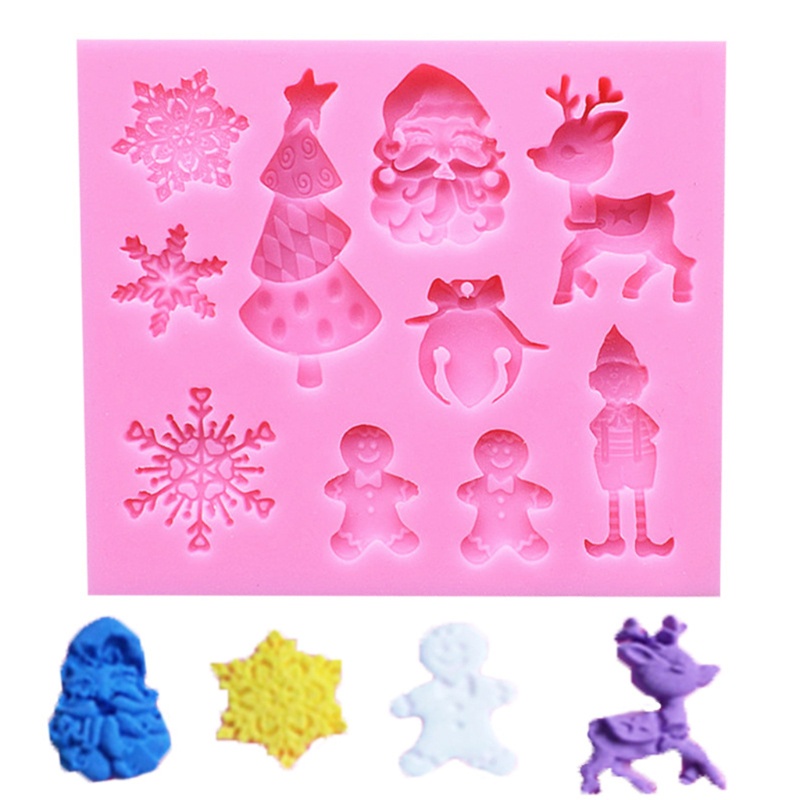 Cetakan Pemotong Kue Fondant Bahan Silikon Food Grade Bentuk Manusia Salju Natal