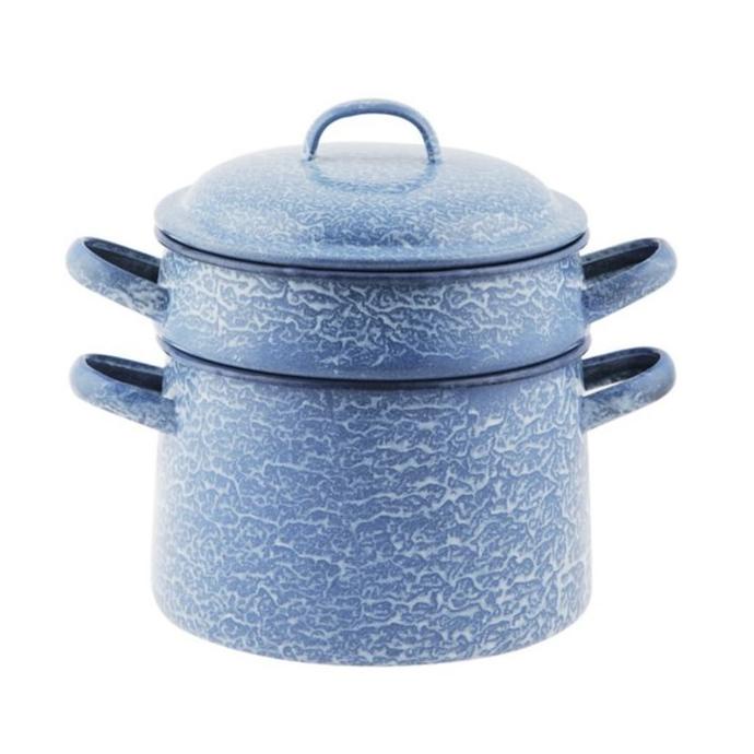 Panci Tim Obat Batik Susun Burik Blurik Enamel Tingkat Timbangan Masak Pe8278