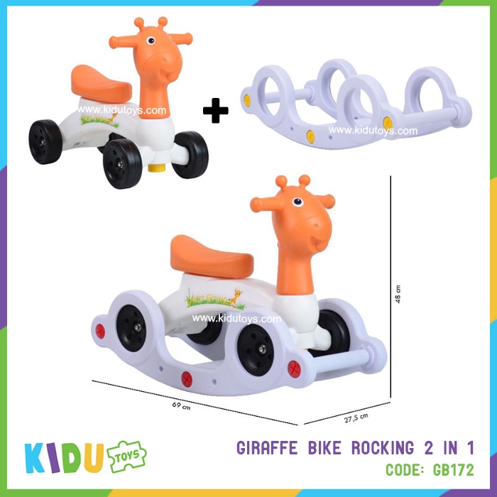 Mainan Anak Giraffe Rabbit Smart Sheep Air Force Train Bike  Rocking 2 in 1 Kidu Toys