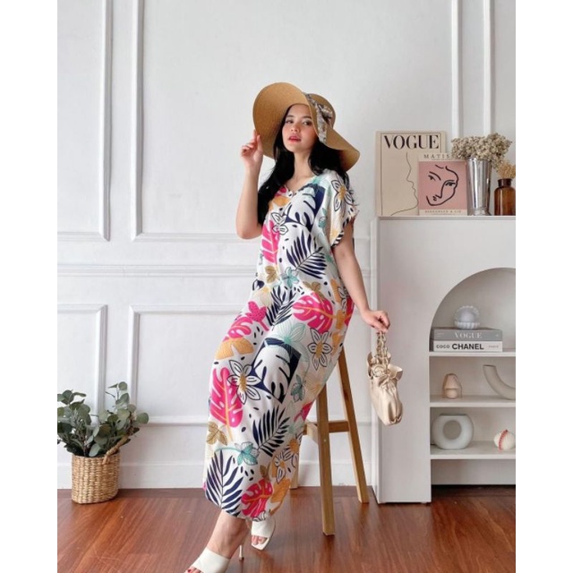 Daster Panjang Semata kaki Busui Kekinian Non Ruffle  AFERO STORE-LONG(TROPICAL NEW)