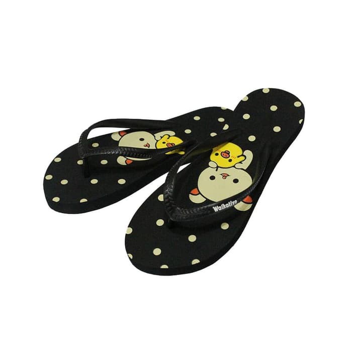 Sandal Jepit Wanita Walkactive Hitam Karakter