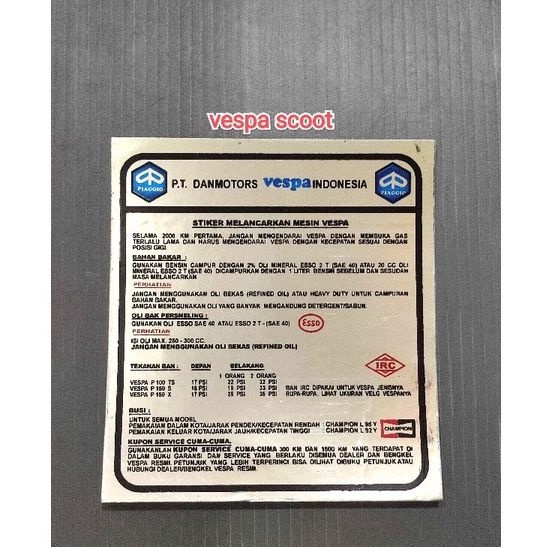 stiker running in vespa pts px exclusive ps tahan air