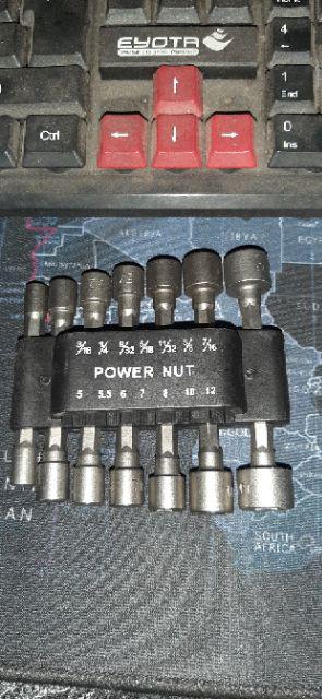 Qianxiyang 1 Set/14 Pcs Mata Bor Power Nut Driver Sae Metrik Soket Kunci Pas Sekrup Hex Shank
