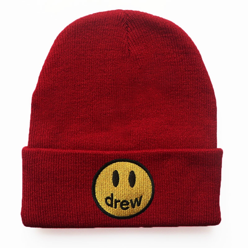 Topi Rajut Bahan Wol Motif Smiley Face Gaya Hip-Hop Untuk Pria Dan Wanita