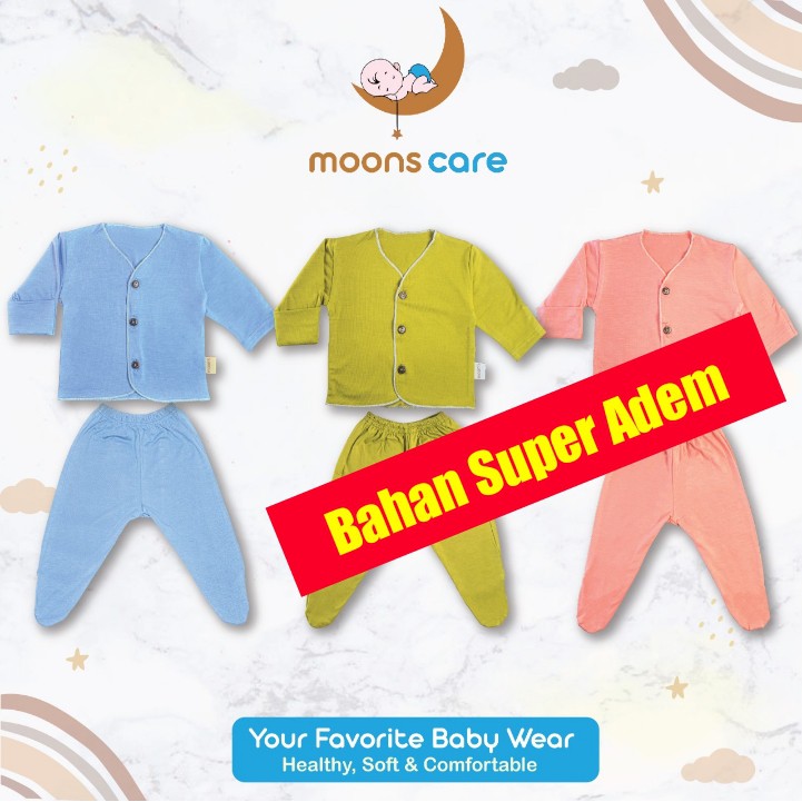 Newborn MOONS STELAN PANJANG TUTUP KAKI POLOS BARU LAHIR STELAN BAJU BARU LAHIR BAJU BAYI BAJU BABY