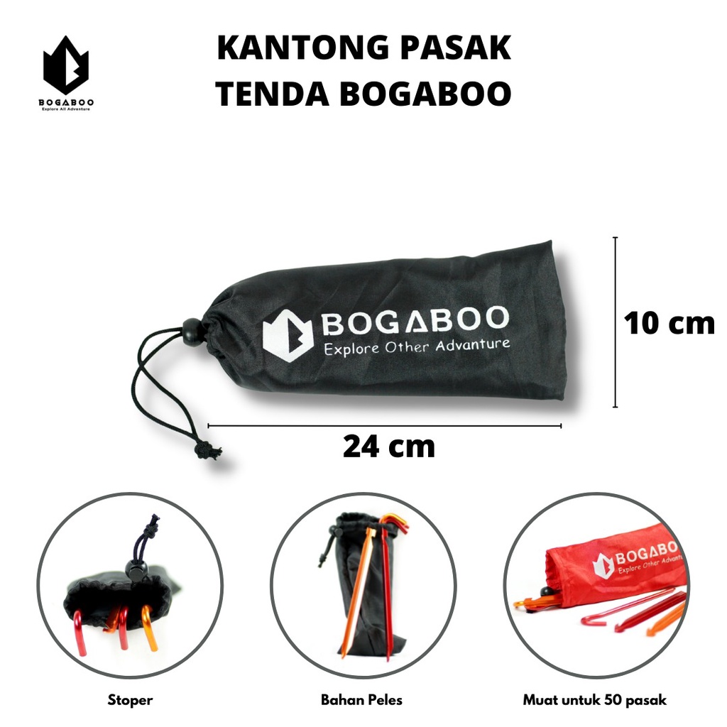 Tempat Pasak Tenda Bogaboo - Sarung Pasak - Wadah Pasak - Kantong Pouch Pasak -  Kantong Pasak