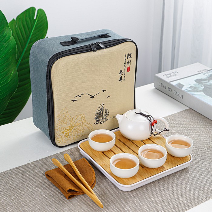 Chinese Tea Set + Case Teko Set Keramik Gift Set Kado Imlek Premium Harga Grosir Termurah