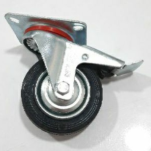 Roda Trolley Karet 3 inch Rem / Roda Karet Etalase Gerobak (G728)