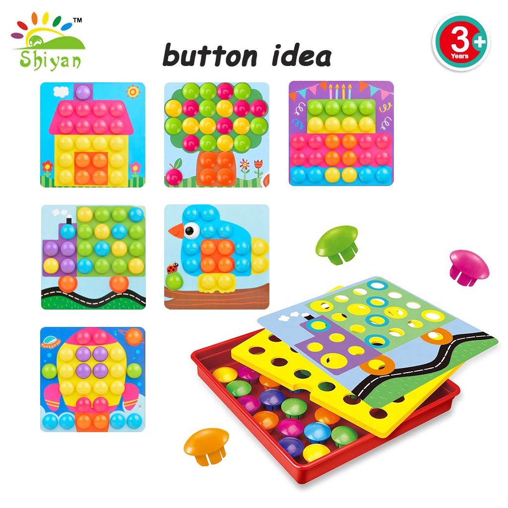 [Shiyan] mainan edukasi anak anak mainan papan seni art board education toys big button mushroom