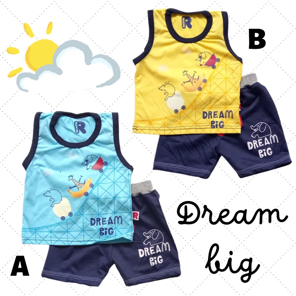 Setelan Singlet Dream Big Anak Laki Laki Trendy/Main Baju Sehari-Hari Murah Bestseller N826 Rickita 