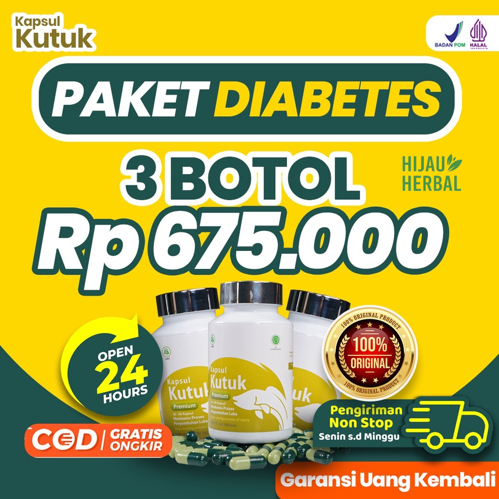 Paket 3 Kapsul Kutuk Premium -  Original Kapsul Kutuk Premium 5x Cepat Sembuh Pasca Operasi Diabetes - Ekstrak Albumin Ikan Gabus Tingkatkan Daya Tahan Tubuh Perbaiki Gizi Buruk