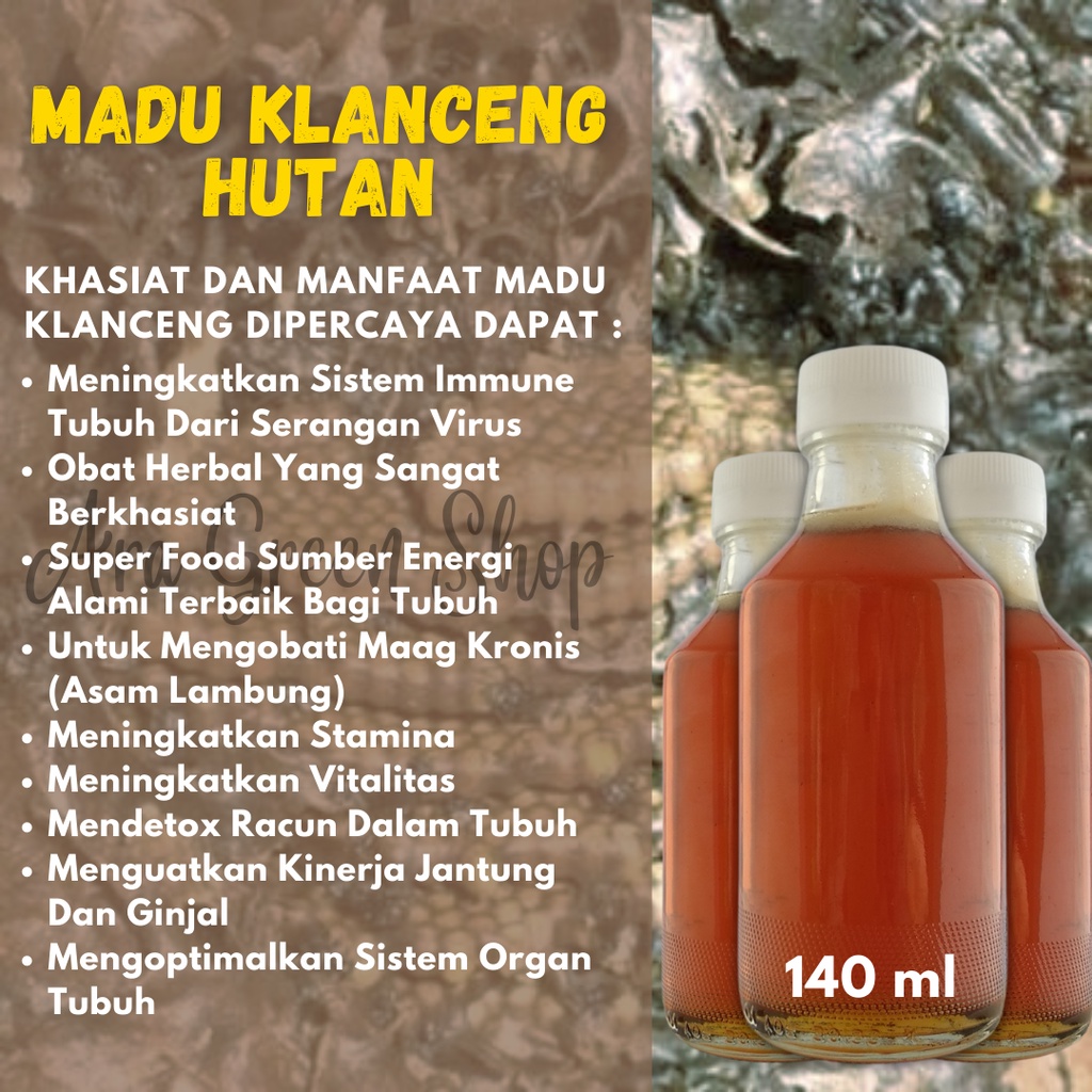 

MADU KLANCENG HUTAN ASLI MADU KELULUT MURNI ORIGINAL 100% 140ml