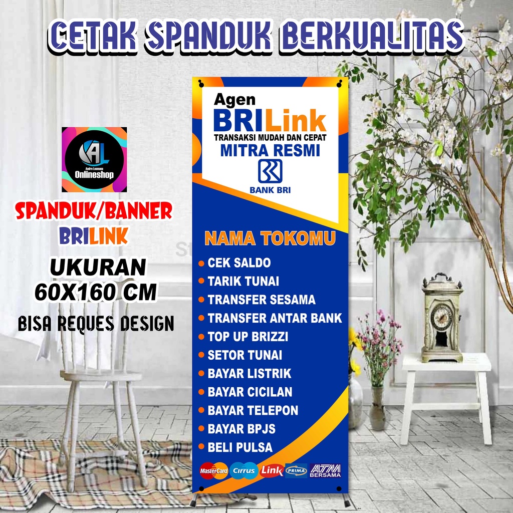 Spanduk, Banner Berdiri, Agen BRILink (Model A)