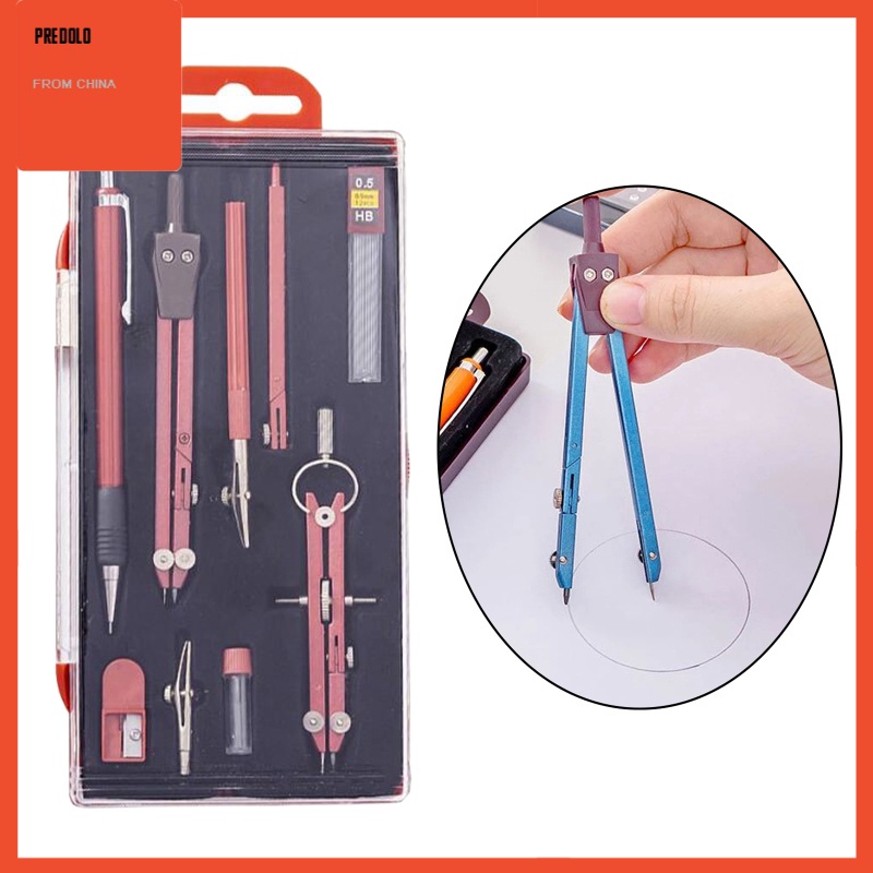 [In Stock] 9PCS Professional Drawing Compass Geometry Tool Zinc Alloy Pencil