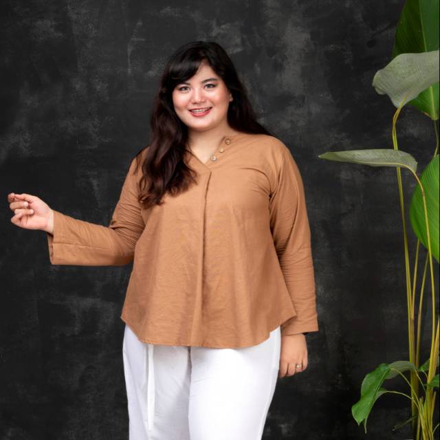 Linen blouse , blus linen bigsize , blus bigsize