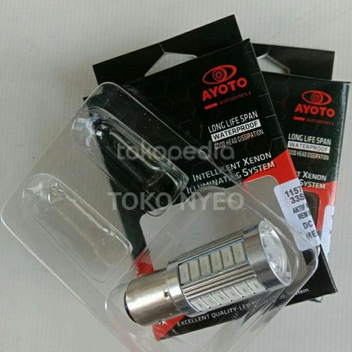 Lampu rem Stop LED Strobo 1157 AYOTO arus DC warna Merah berkedip BERKUALITAS