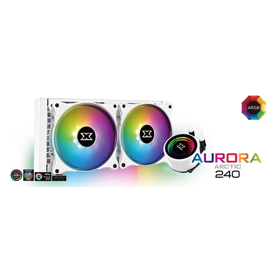 Xagatek Aurora Artic 240 AIO CPU Liquid Cooler White Edition 2x120mm