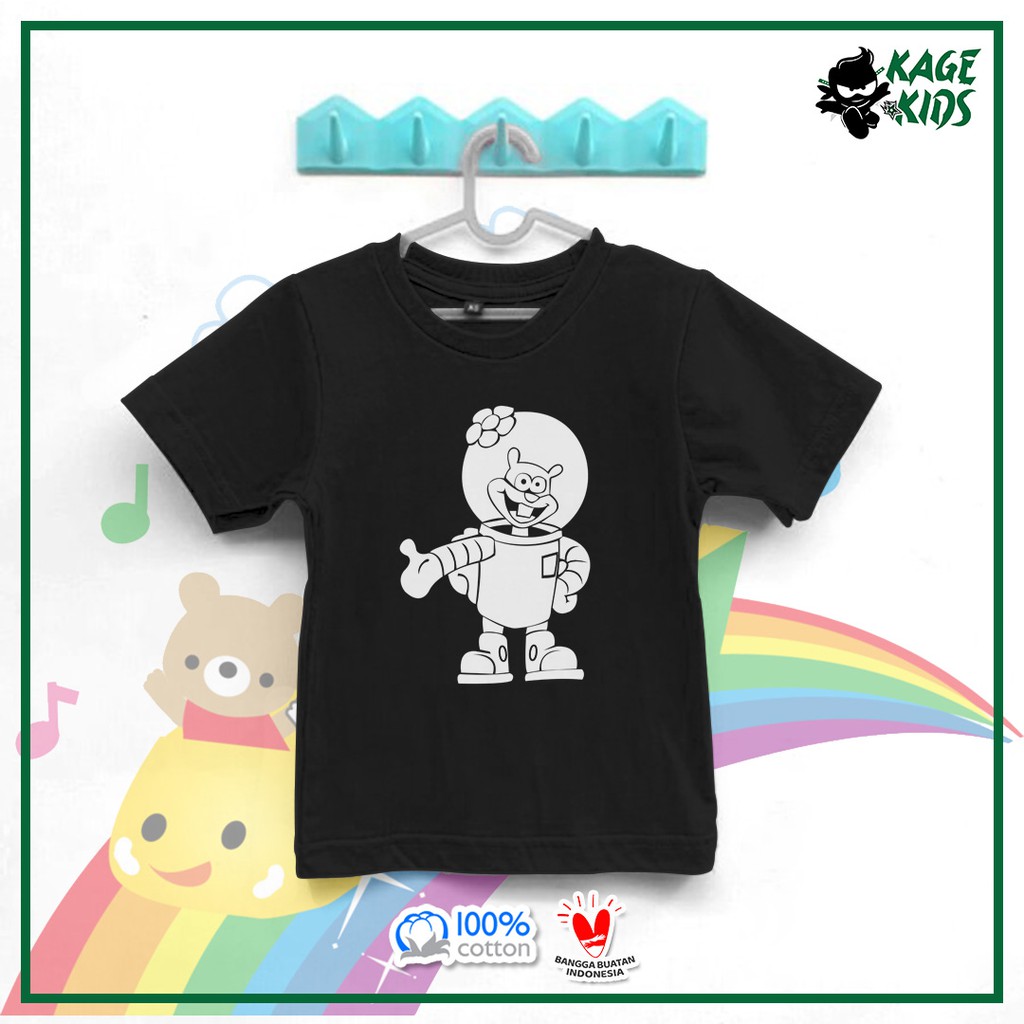 Kaos Baju Distro Anak Sandy Cheeks 100% Cotton Combed 30S Lucu Keren / T-Shirt Kartun Spongebob