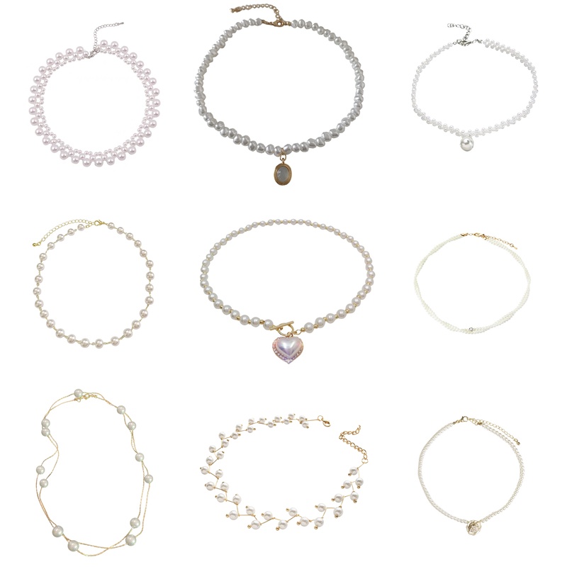Kalung Liontin Mutiara Berlian Gaya Retro Korea Untuk Wanita