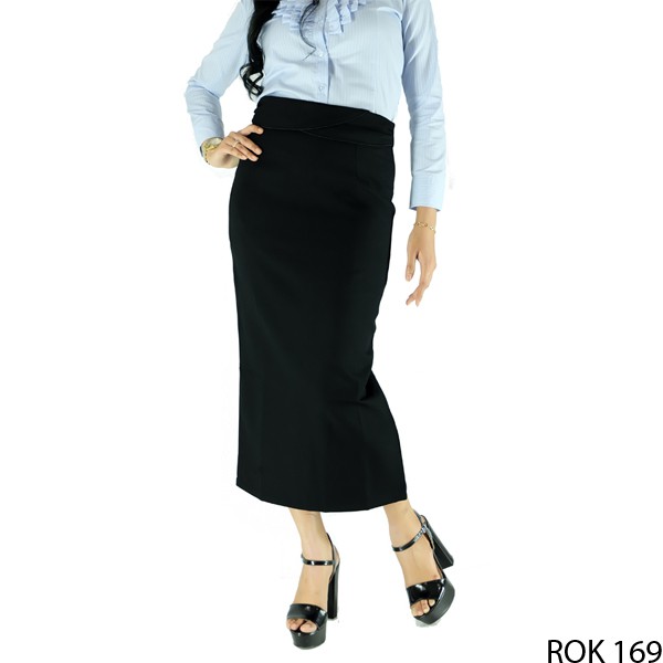 Rok Bawah Lutut Katun Hitam – ROK 169