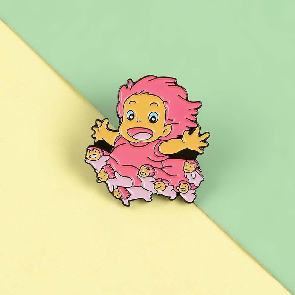 [Elegan] Ponyo Bros Lucu Kartun Perhiasan Aksesoris Di Tebing Film Kerah Bros Anime Lencana Enamel Pin