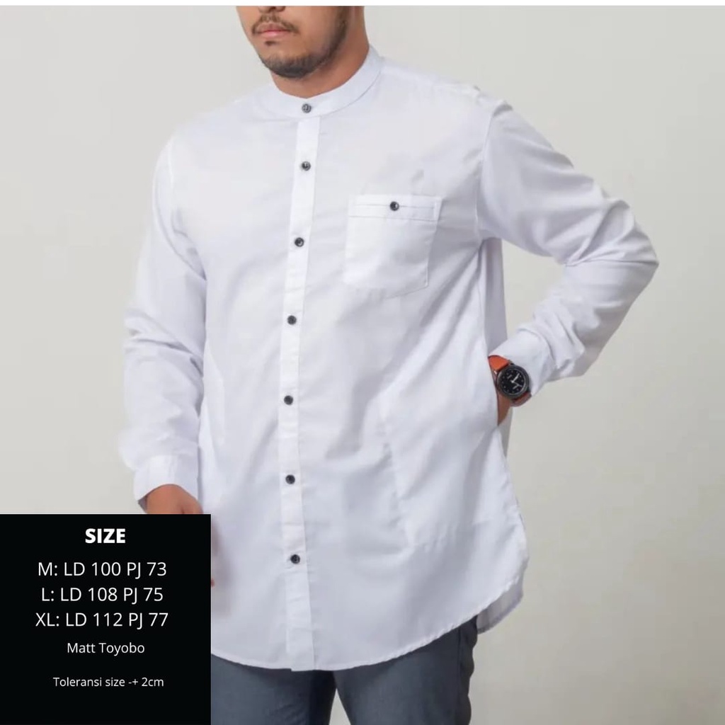 Baju Muslim Pria Koko Kemeja Full Kancing Koko Ocer Toyobo Size M, L, XL