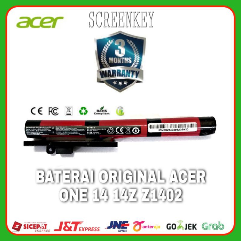 Baterai Batrai Original Acer One 14 14Z Z1402 18650-00-01-3S1P-0