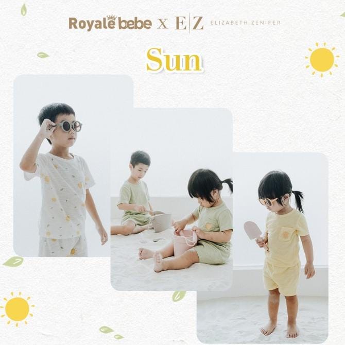 3 Psg setelan pendek print Royalebebe X Elizabeth Zenifer - il Giorno 3 Sets Royale bebe 2-5 tahun