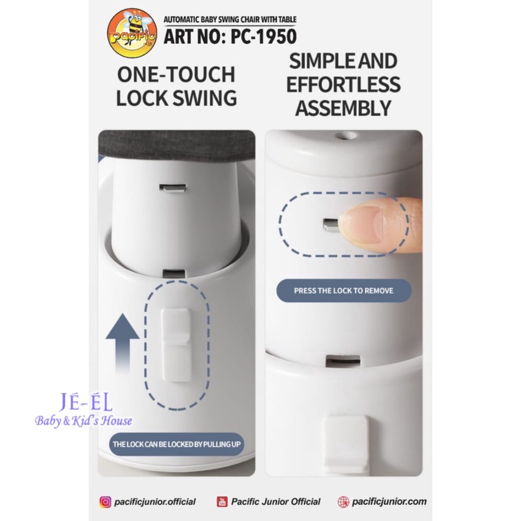Pacific Deluxe Multifunctional  Swing Chair Baby With Table  PC 1950 / Bouncer Ayunan Otomatis Pacific