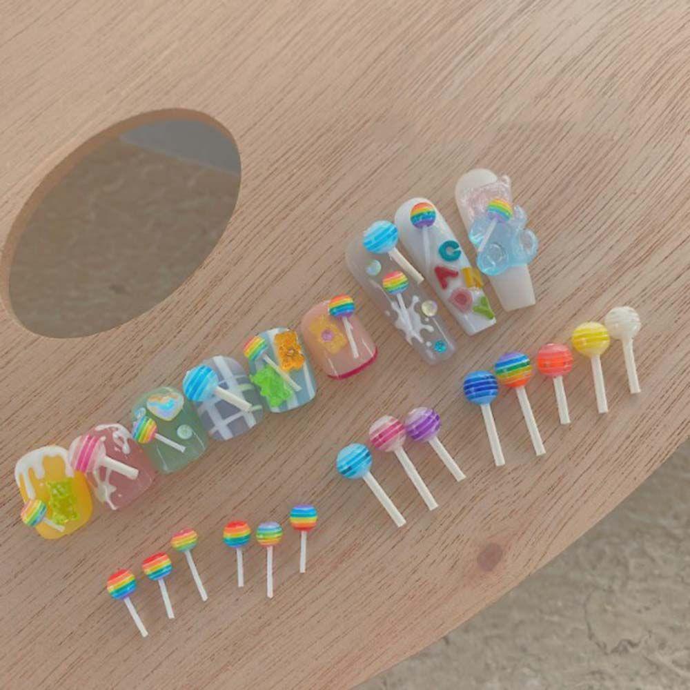 NEEDWAY Lollipop Perhiasan Nail Art Campur Musim Panas Lucu Permen Manis Kartun DIY Alat Nail Art