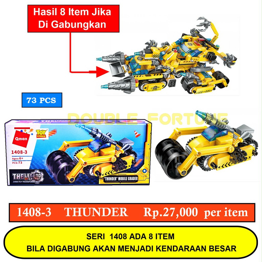 1408-3 QMAN MOBILAN THE LEGEND OF CHARIOT 8 IN 1 MAINAN ANAK BRICK LEGO BALOK SUSUN EDUKATIF