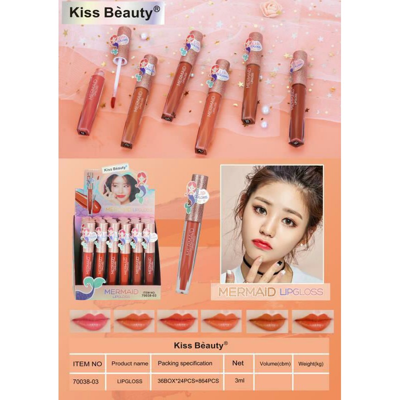 NEW ECER [1PCS] LIP GLOSS KISS BEAUTY NO.70141- 03 / LIPCREAM MAYBELLINE MURAH