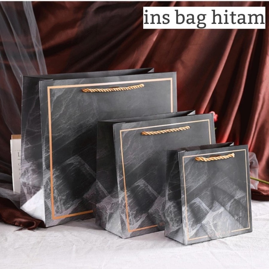 INS PAPER BAG KOREA HITAM SHOPPING BAG /TAS HADIAH PB-INS 8 BLACK,PINK, MERAH,HIJAU,NAVY