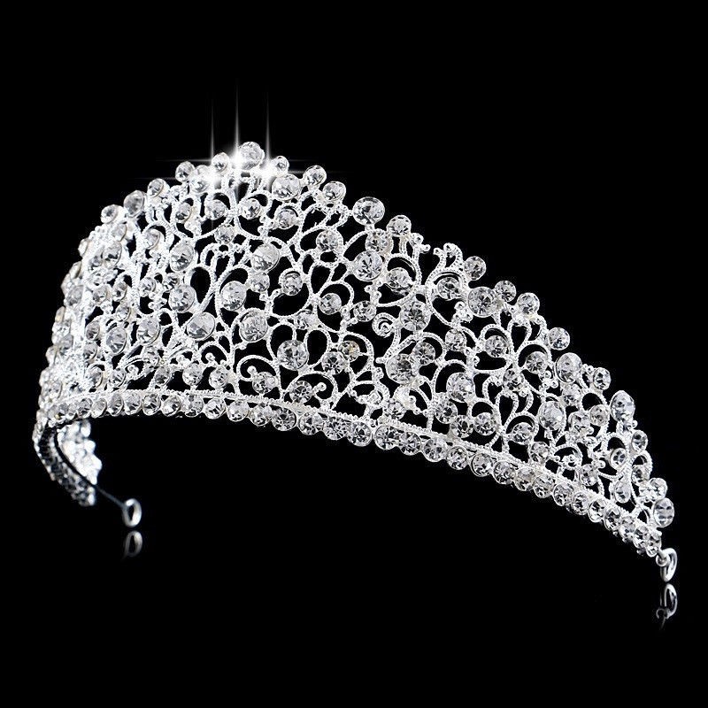 Sparkling Big Wedding Diamante Pageant Tiaras Hairband Crystal Crowns For Brides